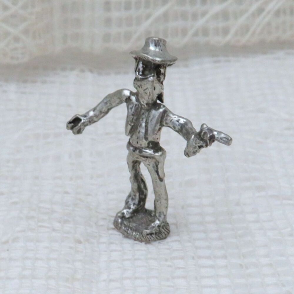 Vintage Pewter Shooting Cowboy Miniature Figurine Cowboy Collector Decor - Picture 3 of 9